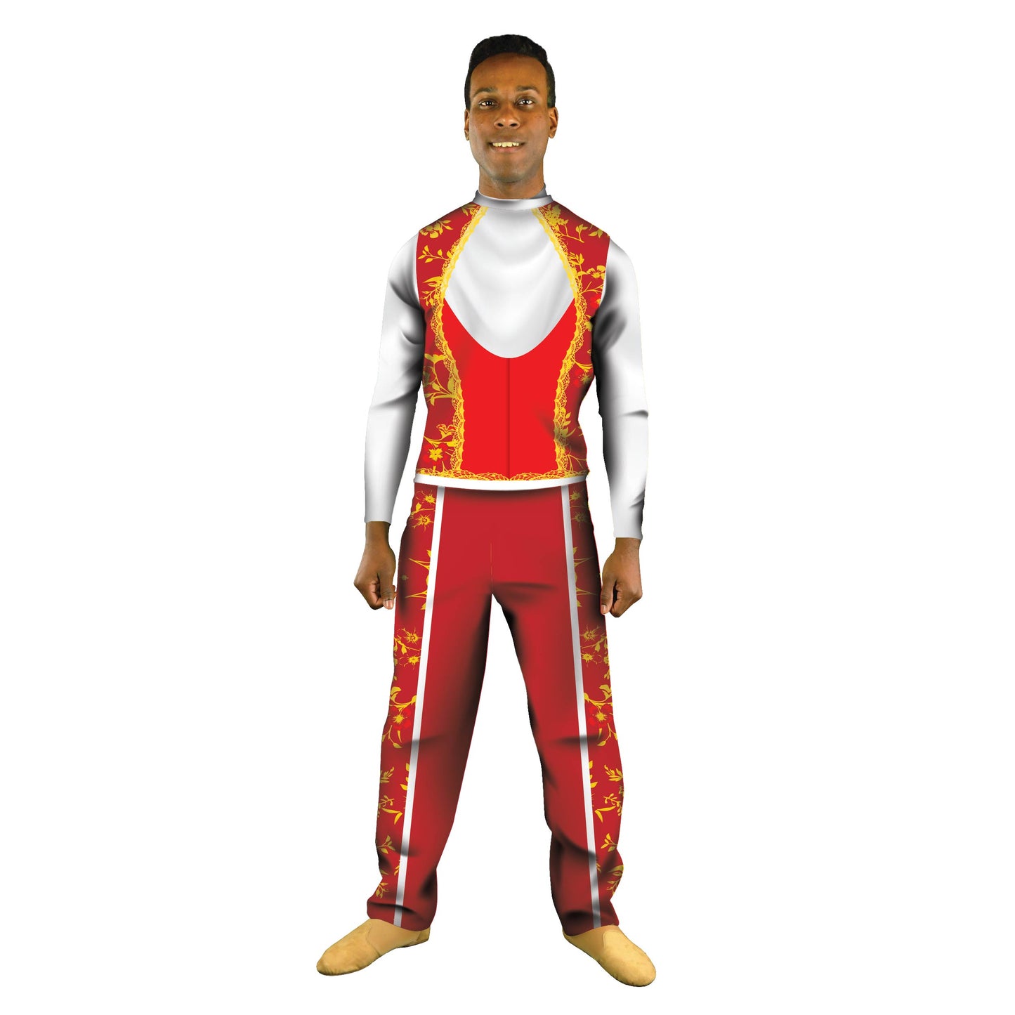 Photo of man in matador costume. White Top Red Pant Mock Clothing Matador Hispanic Floral Fighter Explore Culture Characters Character Bull