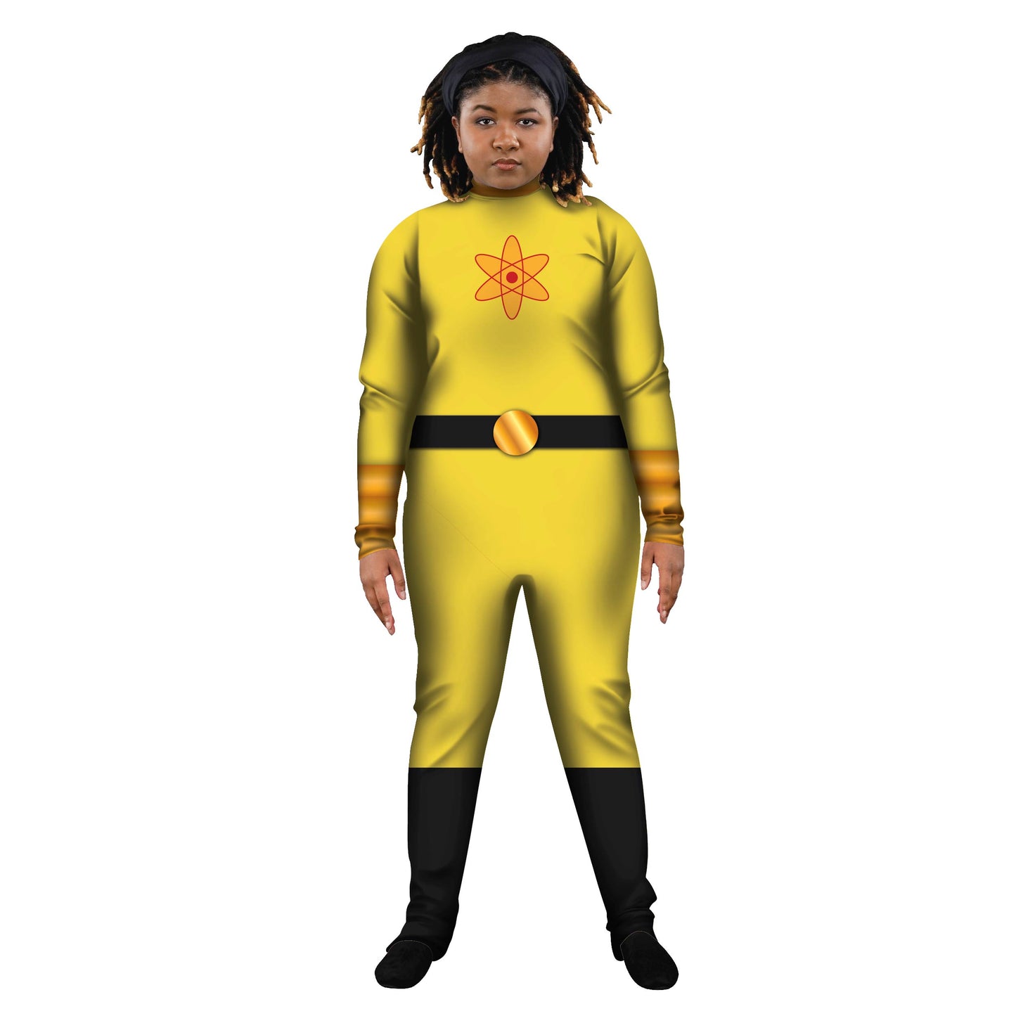 Photo of woman wearing yellow powerline costume. Yellow Unitard Toon Sleeved Singer Powerline Pop-Culture Pop  Star Pop Movie Goofy Explore Disney Dancer Dance Cosplay Cartoon 90’s 80's