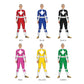 Grid of Power rangers costumes. Yellow TV Toys Toy Super Sleeved Red Rangers Ranger Power Pop-Culture Pink Morphin Mighty Kids Hero Green Featured Explore Cosplay Blue Black Action