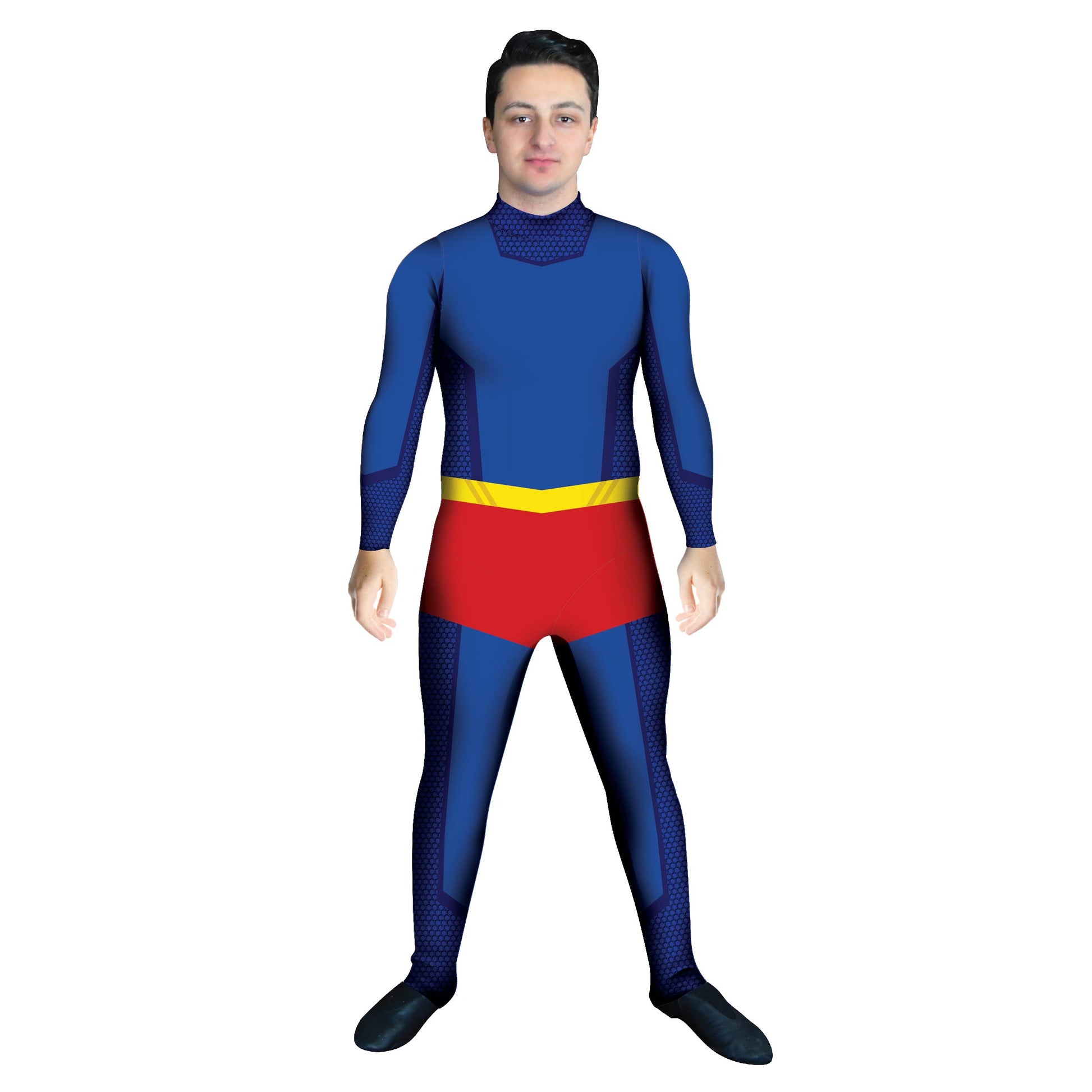 Photo of man in super hero costume. Unitard Superman Super Powers Super Hero Super Sleeved Science Sci-Fi Powers Marvel Future Explore Disney DC Comics Comic Book Batman Bases Base